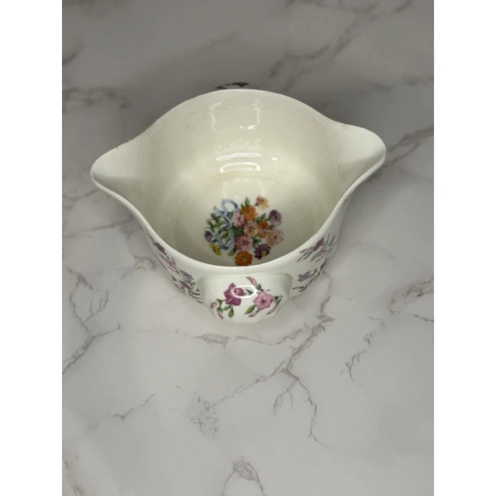 W.S.George Bolero 112A Floral Double Spout Sugar Bowl Gravy Boat Vintage Ceramic